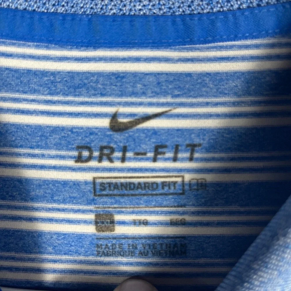 Nike Dri-FIT Polo Shirt‎ Mens XXL Blue Striped Short Sleeve Golf Performance
